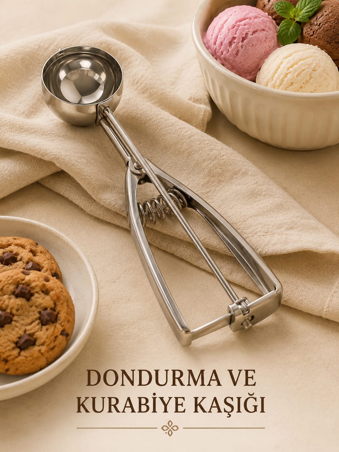 Dondurma ve kurabiye kaşığı seti