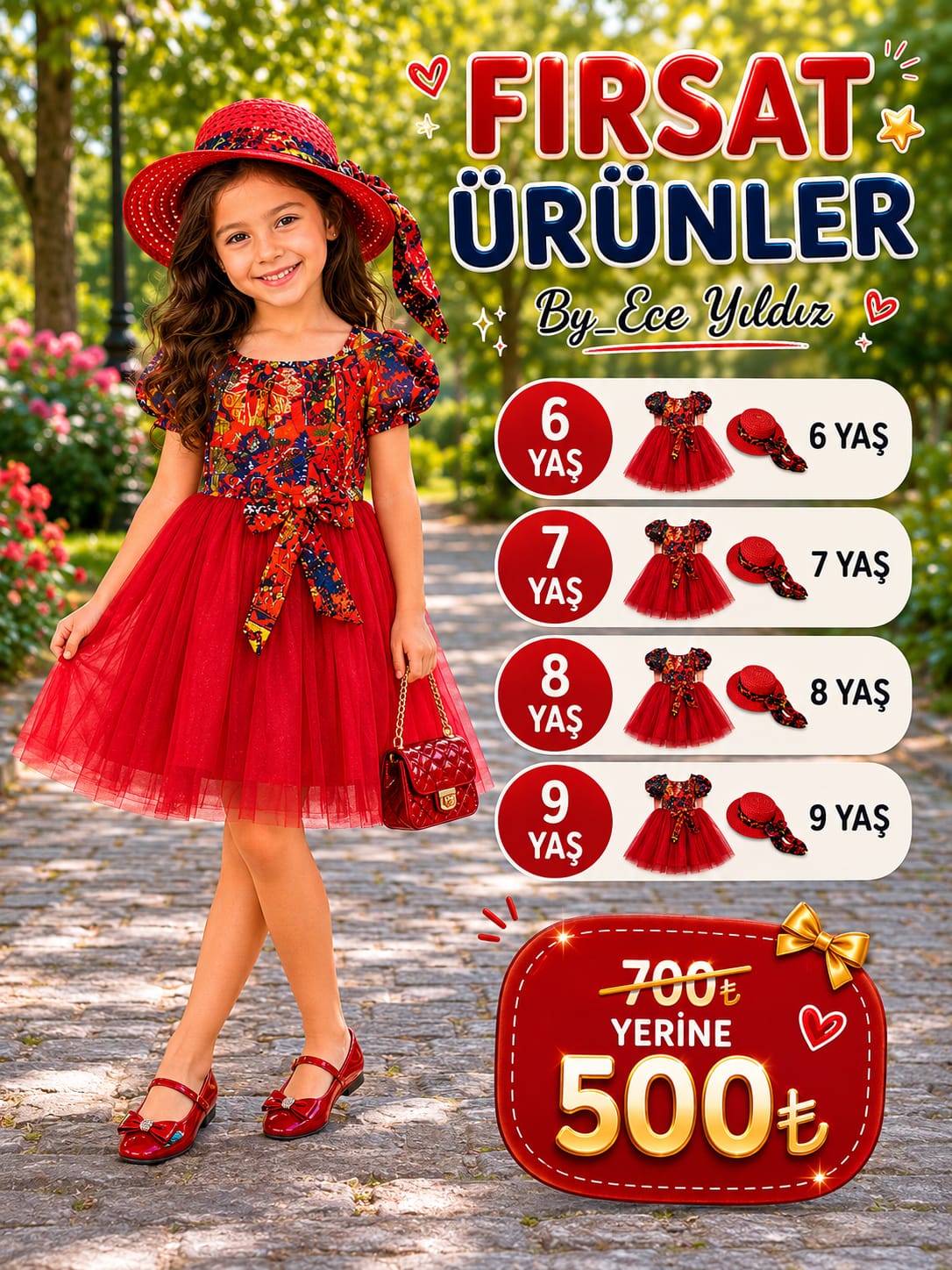 Kırmızı elbise şapka hediyeli