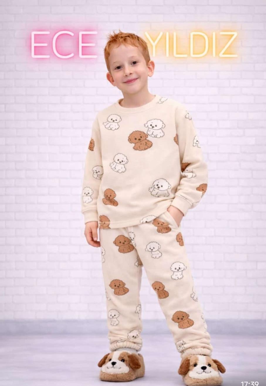 Sevimli köpek desenli unisex çocuk takım
